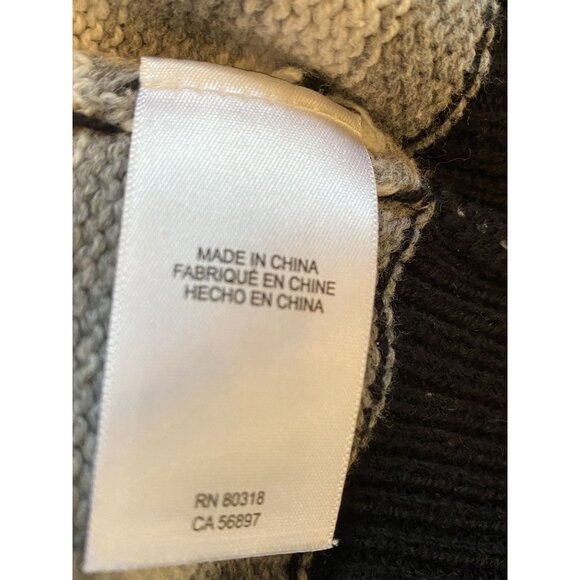 Lucky Brand Women Small Grandpa Core Comfy Black Gray Oversized Striped Sweater - Picture 4 of 14